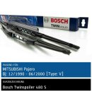 Bosch Scheibenwischer Mitsubishi Pajero [Type: V], 12/1990 bis 06/2000, Twin Bügel-Scheibenwischer mit Spoiler, Set: vorne