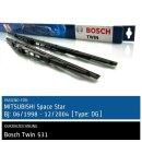 Bosch Scheibenwischer Mitsubishi Space Star [Type: DG], 06/1998 bis 12/2004, Twin Bügel-Scheibenwischer, Set: vorne