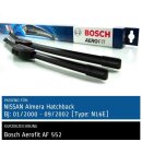 Bosch Scheibenwischer Nissan Almera Hatchback [Type: N16E], 01/2000 bis 09/2002, AeroFit Flachbalken-Scheibenwischer, Set: vorne