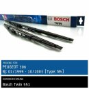 Bosch Scheibenwischer Peugeot 306 [Type: N5], 01/1999 bis 10/2003, Twin Bügel-Scheibenwischer, Set: vorne