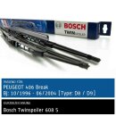 Bosch Scheibenwischer Peugeot 406 Break [Type: D8/D9], 10/1996 bis 06/2004, Twin Bügel-Scheibenwischer mit Spoiler, Set: vorne