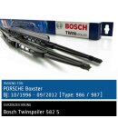 Bosch Scheibenwischer Porsche Boxster [Type: 986/987], 10/1996 bis 09/2012, Twin Bügel-Scheibenwischer mit Spoiler, Set: vorne