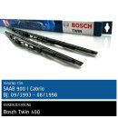 Bosch Scheibenwischer Saab 900 I Cabrio, 09/1993 bis 08/1998, Twin Bügel-Scheibenwischer, Set: vorne