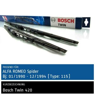 Bosch Scheibenwischer Alfa Romeo Spider [Type: 115], 01/1990 bis 12/1994, Twin Bügel-Scheibenwischer, Set: vorne