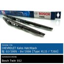 Bosch Scheibenwischer Chevrolet Kalos Hatchback [Type: KL1S/T200], 02/2005 bis 04/2008, Twin Bügel-Scheibenwischer, Set: vorne