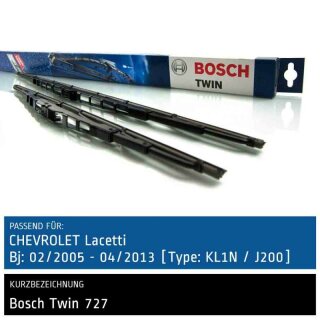 Bosch Scheibenwischer Chevrolet Lacetti [Type: KL1N/J200], 02/2005 bis 04/2013, Twin Bügel-Scheibenwischer, Set: vorne