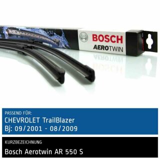 Bosch Scheibenwischer Chevrolet TrailBlazer, 09/2001 bis 08/2009, AeroTwin Flachbalken-Scheibenwischer, Set: vorne