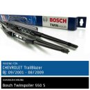 Bosch Scheibenwischer Chevrolet TrailBlazer, 09/2001 bis 08/2009, Twin Bügel-Scheibenwischer mit Spoiler, Set: vorne