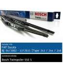 Bosch Scheibenwischer Fiat Ducato [Type: 243/244/245/247], 04/2002 bis 12/2011, Twin Bügel-Scheibenwischer mit Spoiler, Set: vorne