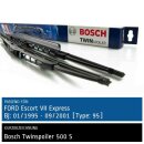 Bosch Scheibenwischer Ford Escort VII Express [Type: 95], 01/1995 bis 09/2001, Twin Bügel-Scheibenwischer mit Spoiler, Set: vorne
