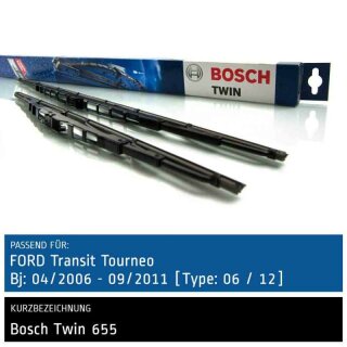 Bosch Scheibenwischer Ford Transit Tourneo [Type: 06/12], 04/2006 bis 09/2011, Twin Bügel-Scheibenwischer, Set: vorne