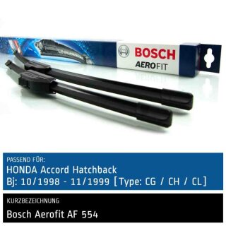 Bosch Scheibenwischer Honda Accord Hatchback [Type: CG/CH/CL], 10/1998 bis 11/1999, AeroFit Flachbalken-Scheibenwischer, Set: vorne