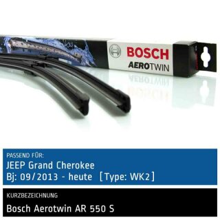 Bosch Scheibenwischer Jeep Grand Cherokee [Type: WK2], 09/2013 bis heute, AeroTwin Flachbalken-Scheibenwischer, Set: vorne